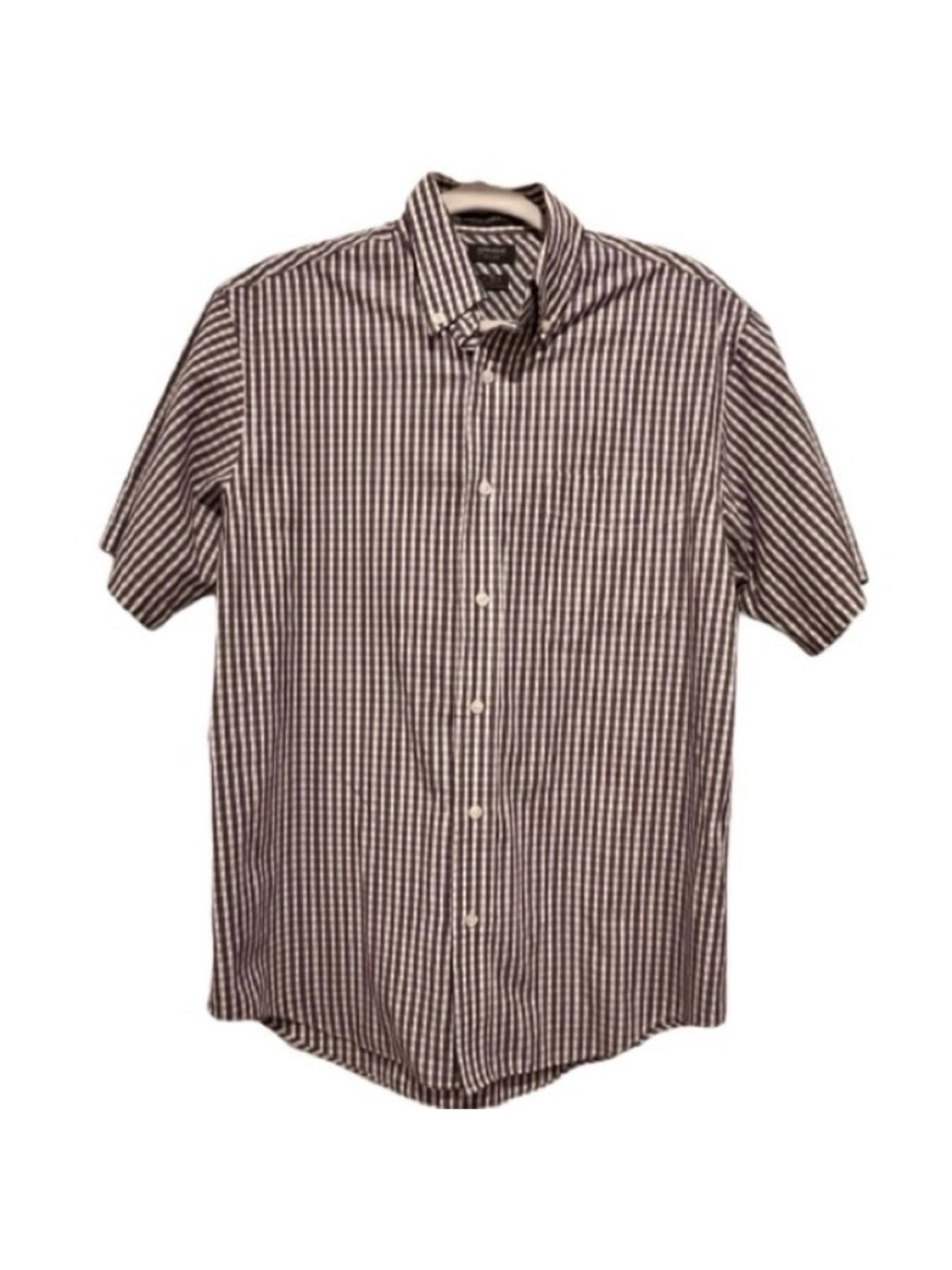 Men's Arrow 1851 Classic Fit Short Sleeve Gray Plaid Shirt. Size: Medium